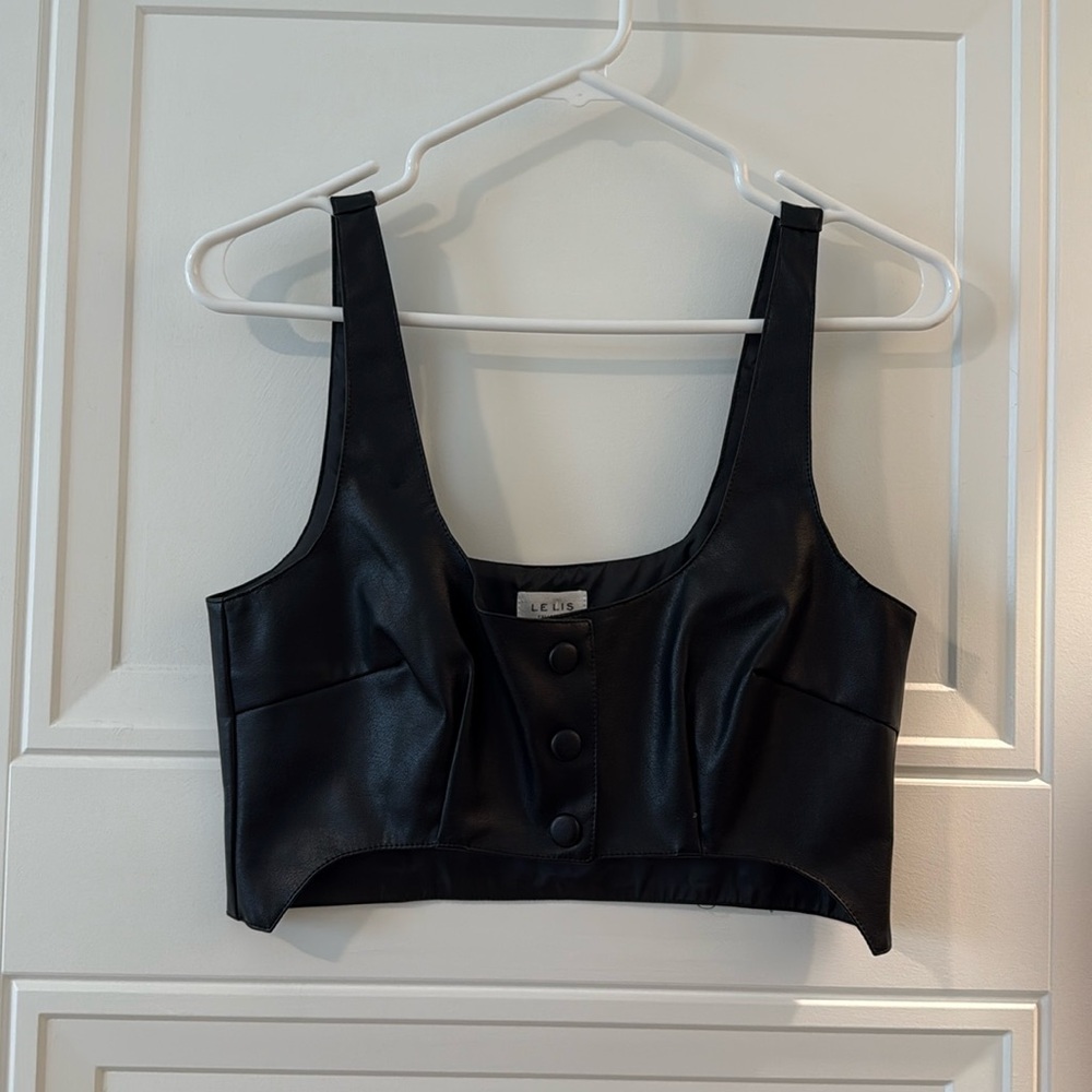 NWT Black Leather Crop Top